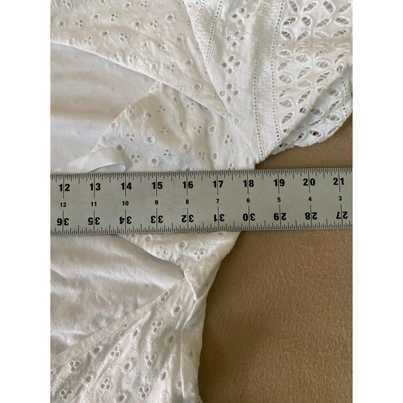 FREE PEOPLE Apricot Rose Eyelet Mini Dress with Puff Sleeve, White, XS $138 NWT - Picture 11 of 12